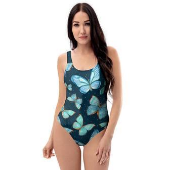 Turquoise Butterfly Print One Piece Swimsuite | Newhawaiianshirts