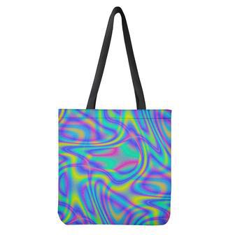 Turquoise Holographic Trippy Print Tote Bag | Newhawaiianshirts AU