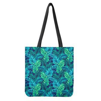 Turquoise Tropical Leaf Pattern Print Tote Bag | Newhawaiianshirts AU