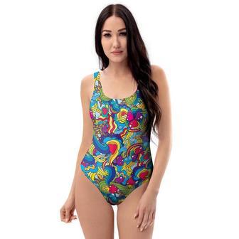 Valentine Heart Hippie Trippy One Piece Swimsuite | Newhawaiianshirts CA