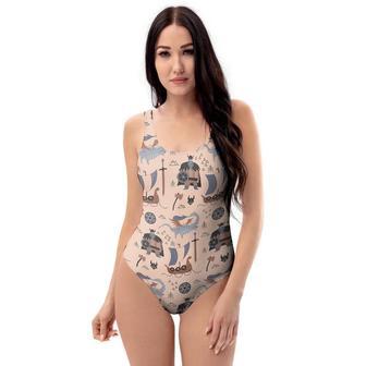 Viking Cartoon Norse One Piece Swimsuite | Newhawaiianshirts AU