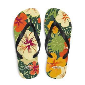 Vintage Tropical Hawaiian Flower Flip Flops Exotic Comfortable Footwear Thong Sandals Summer Woman Men Beach Print Rubber Slip On Shoes | Newhawaiianshirts DE