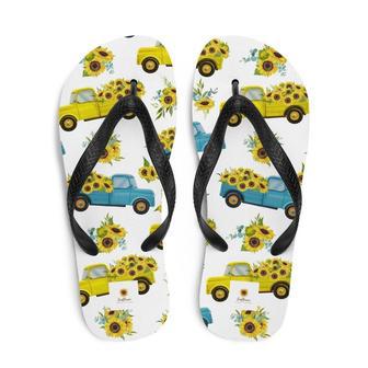 Vintage Truck With Sunflowers Flip-Flops | Newhawaiianshirts CA