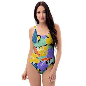 Violet Hibiscus Flower Hawaiian Print One Piece Swimsuite | Newhawaiianshirts AU