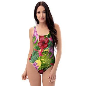 Watercolor Hibiscus Floral Hawaiian Print One Piece Swimsuite | Newhawaiianshirts UK