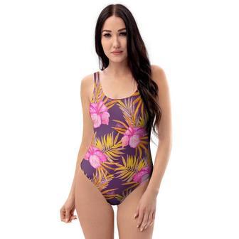 Watercolor Hibiscus Flower Hawaiian Print One Piece Swimsuite | Newhawaiianshirts CA