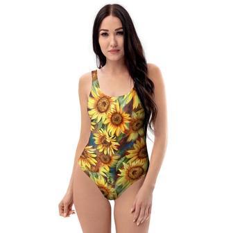 Watercolor Sunflower One Piece Swimsuite | Newhawaiianshirts DE