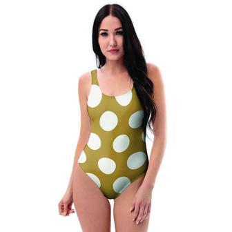 White And Yellow Polka Dot One Piece Swimsuite | Newhawaiianshirts UK