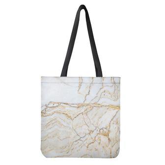 White Brown Grunge Marble Print Tote Bag | Newhawaiianshirts CA