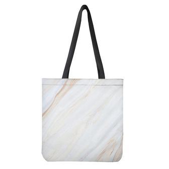 White Brown Smooth Marble Print Tote Bag | Newhawaiianshirts CA