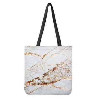 White Gold Grunge Marble Print Tote Bag | Newhawaiianshirts AU