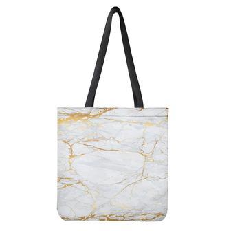 White Gold Scratch Marble Print Tote Bag | Newhawaiianshirts DE