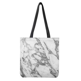 White Gray Marble Print Tote Bag | Newhawaiianshirts DE