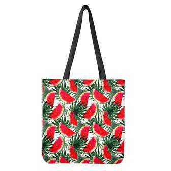 White Palm Leaf Watermelon Pattern Print Tote Bag | Newhawaiianshirts