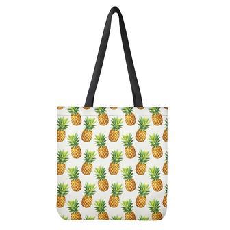 White Pineapple Pattern Print Tote Bag | Newhawaiianshirts CA