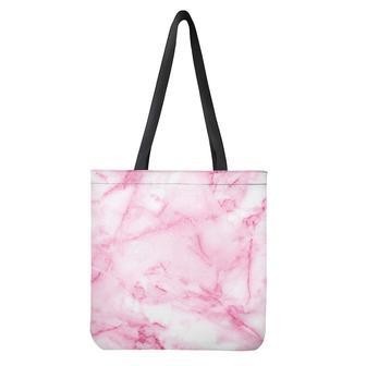 White Pink Marble Print Tote Bag | Newhawaiianshirts