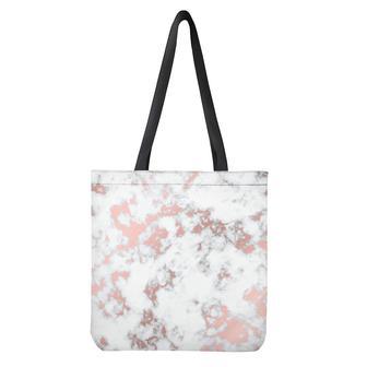 White Rose Gold Marble Print Tote Bag | Newhawaiianshirts DE