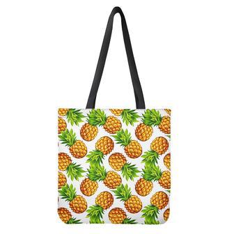 White Summer Pineapple Pattern Print Tote Bag | Newhawaiianshirts UK