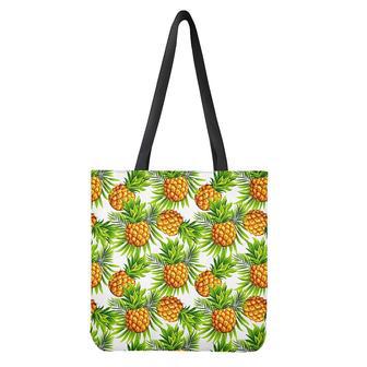 White Tropical Pineapple Pattern Print Tote Bag | Newhawaiianshirts CA