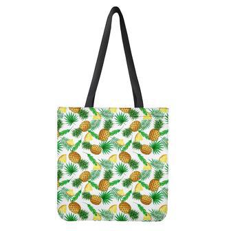 White Watercolor Pineapple Pattern Print Tote Bag | Newhawaiianshirts AU