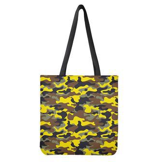 Yellow Brown And Black Camouflage Print Tote Bag | Newhawaiianshirts