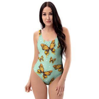 Yellow Butterfly Print One Piece Swimsuite | Newhawaiianshirts UK