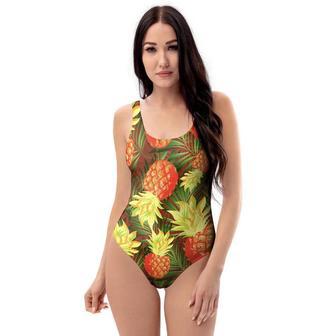 Yellow Neon Pineapple Hawaiian Print One Piece Swimsuite | Newhawaiianshirts CA