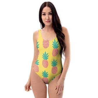 Yellow Pineapple Print One Piece Swimsuite | Newhawaiianshirts DE