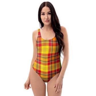 Yellow Plaid Tartan One Piece Swimsuite | Newhawaiianshirts UK