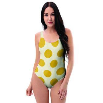 Yellow White Polka Dot One Piece Swimsuite | Newhawaiianshirts UK