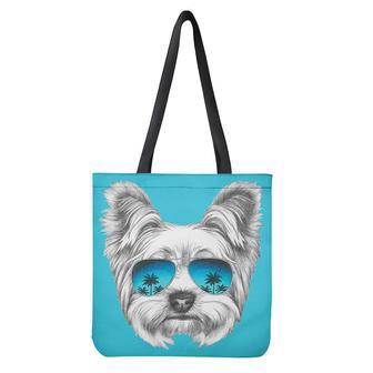 Yorkshire Terrier With Sunglasses Print Tote Bag | Newhawaiianshirts DE