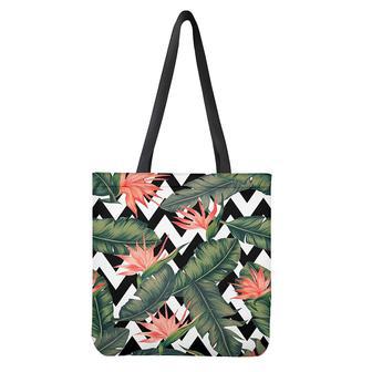 Zig Zag Tropical Pattern Print Tote Bag | Newhawaiianshirts AU