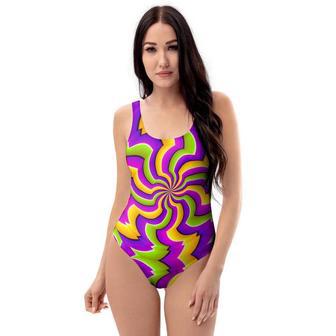 Zigzag Psychedelic Optical Illusion One Piece Swimsuite | Newhawaiianshirts UK