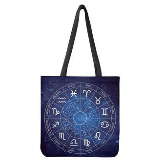 Zodiac Signs Wheel Print Tote Bag | Newhawaiianshirts