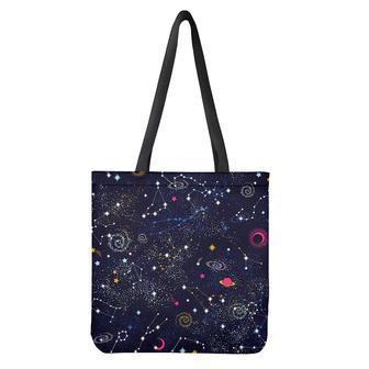 Zodiac Star Signs Galaxy Space Print Tote Bag | Newhawaiianshirts