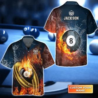 8 Ball Billiard On Fire Personalized Name Hawaiian Shirt, Gift For Billiard Players | Newhawaiianshirts AU