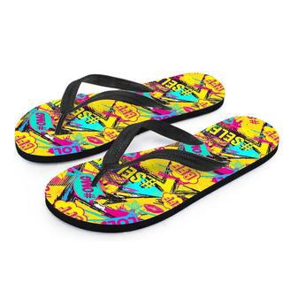 Abstract Comic Bubble Graffiti Print Men's Flip Flops | Newhawaiianshirts AU