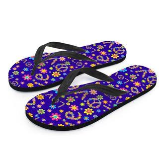 Abstract Floral Hippie Men's Flip Flops | Newhawaiianshirts DE