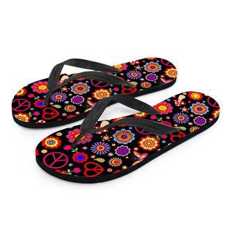 Abstract Flower Hippie Men's Flip Flops | Newhawaiianshirts DE