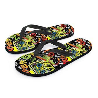 Abstract Graffiti Drips Print Men's Flip Flops | Newhawaiianshirts UK