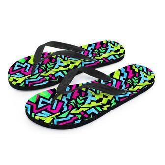 Abstract Graffiti Geometric Men's Flip Flops | Newhawaiianshirts CA