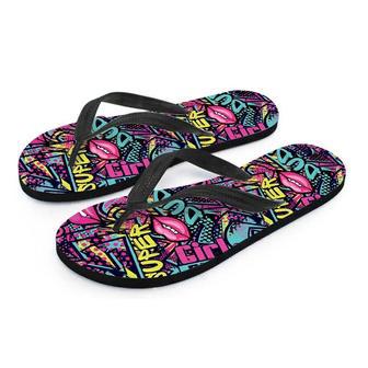 Abstract Graffiti Hiphop Lip Men's Flip Flops | Newhawaiianshirts CA