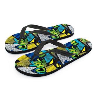 Abstract Graffiti Print Men's Flip Flops | Newhawaiianshirts CA