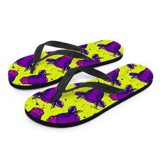 Abstract Neon Cow Print Men's Flip Flops | Newhawaiianshirts UK