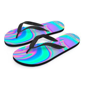 Abstract Pastel Holographic Men's Flip Flops | Newhawaiianshirts DE