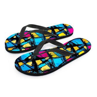 Abstract Psychedelic Graffiti Men's Flip Flops | Newhawaiianshirts AU