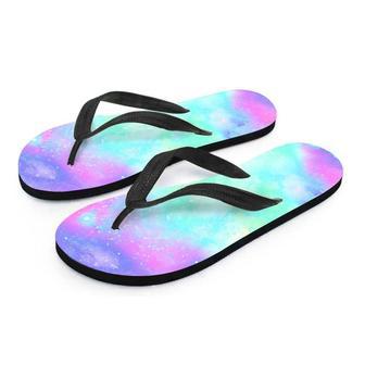 Abstract Psychedelic Holographic Men's Flip Flops | Newhawaiianshirts CA