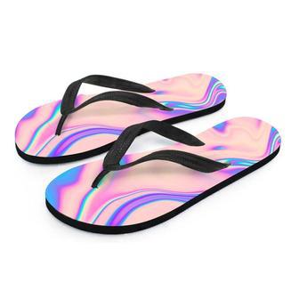 Abstract Trippy Holographic Men's Flip Flops | Newhawaiianshirts