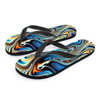 Abstract Wavy Psychedelic Men's Flip Flops | Newhawaiianshirts UK