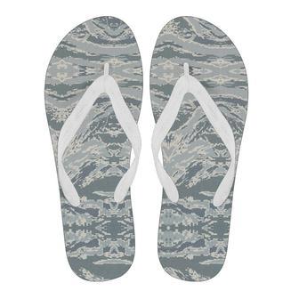 Air Force Military Camouflage White Snow Camo Pattern Print Men & Women Flip Flops | Newhawaiianshirts AU